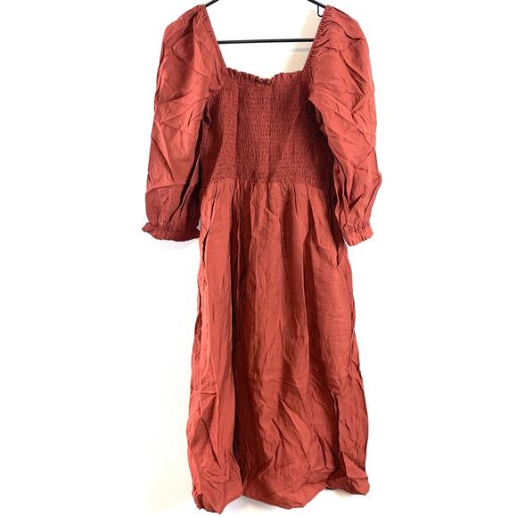 NWT City Chic Smocked Puff Sleeve Fearless Midi Dress in Caramel Size XXS 12 - Picture 5 of 6